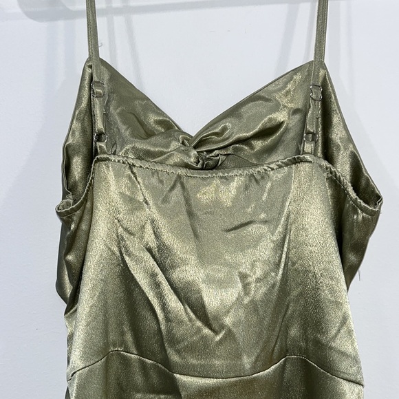 CIDER Light Green Satin Cut Out Ruched Cami Dress - BRAND NEW - Picture 3 of 3